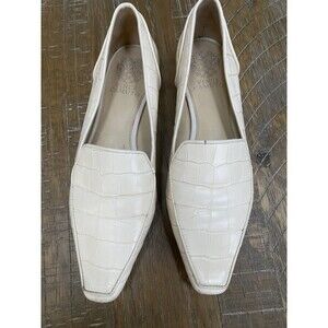 Vince Camuto "Kallassa" Cream Croc-Embossed Loafers - Size 8.5M